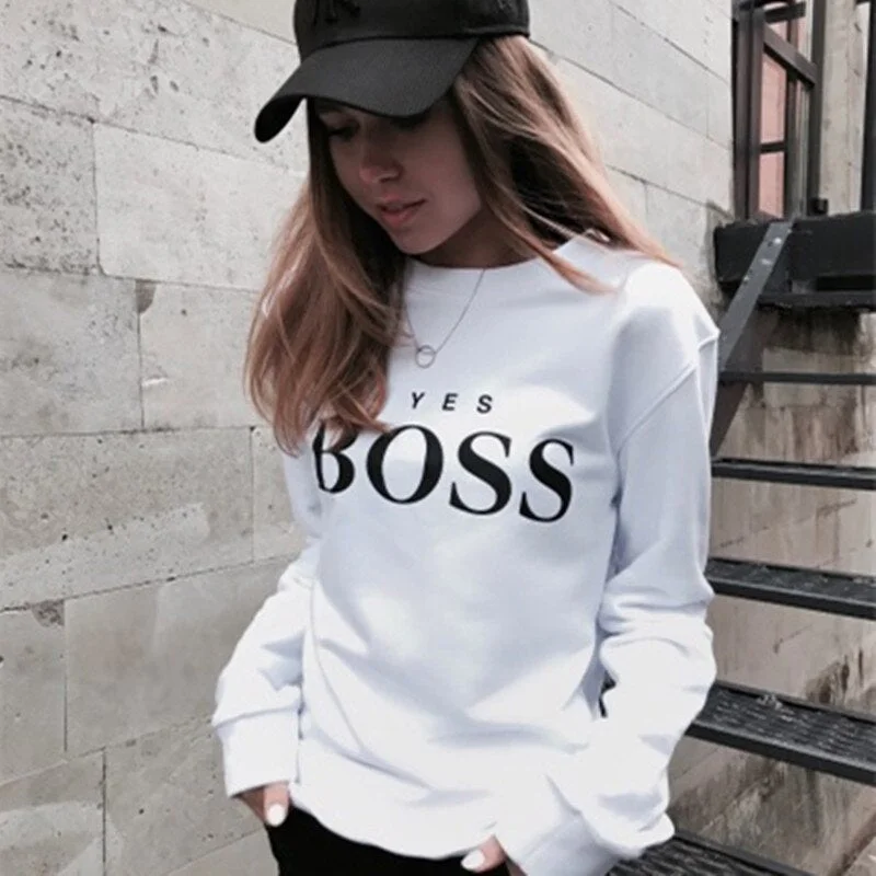 2019 Autumn Winter Clothes Sweatshirt Women YES BOSS Letter Sweat Femme Capuche Bluza Damska Bluzy Damskie Busos Para Mujer Pullover Hoodie Sweatshirt