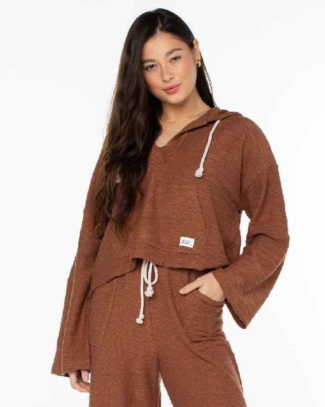 Roxy Rich Coast Solid Sweatshirt-Carob Brown Plush Hoodie Sweatshirt