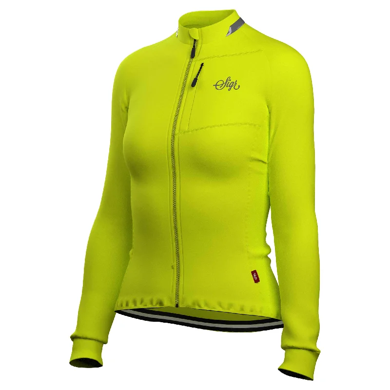 Ljung Hi-viz Yellow Women's Warmer Long Sleeved Cycling Jersey Classic Zip Hoodie