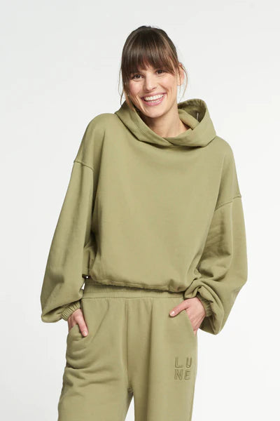 Nomi drawstring hoodie - Pale Green Basic Hoodie Sweatshirt Look