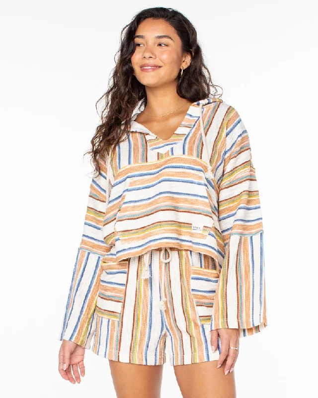 Roxy Rich Coast Stripe Sweatshirt-Camel Lightweight Zip Hoodie