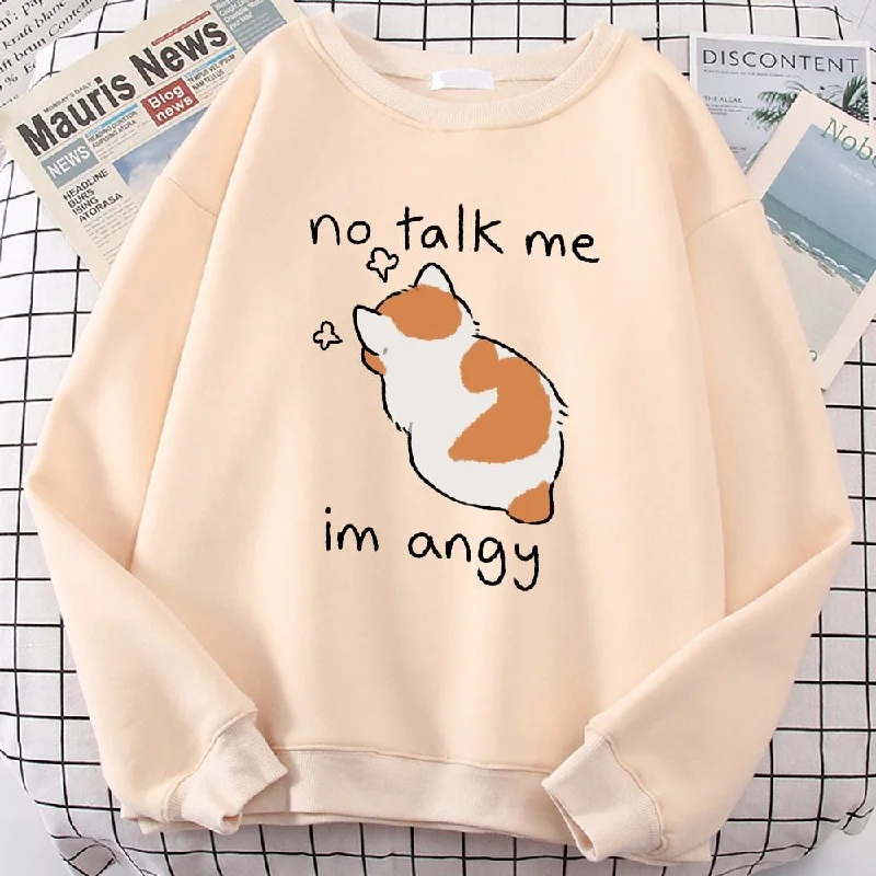 'No talk me, i am angry!' adorable cartoon cat sweatshirt Graphic Sweatshirts Collection