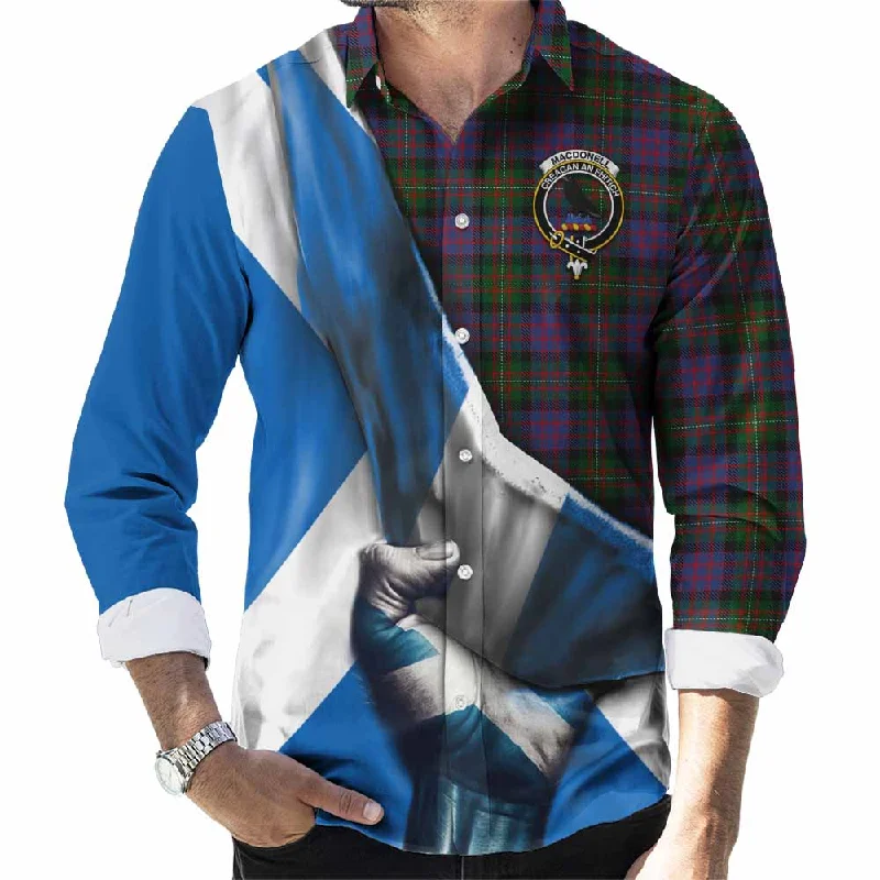 MacDonell (McDonell) Tartan Long Sleeve Button Shirt with Family Crest Scotland Patriotic Style MacDonell (McDonell) Tartan Long Sleeve Button Shirt with Family Crest Scotland Patriotic Style