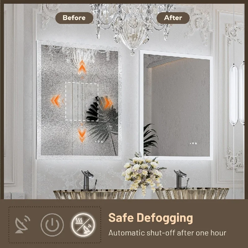 Keonjinn Smart LED Frontlit & Backlit Bathroom Vanity Wall Mirror, 3 Colors, Acrylic Edge, Anti Fog, Radar Sensor, Dimmable Keonjinn Smart LED Frontlit & Backlit Bathroom Vanity Wall Mirror, 3 Colors, Acrylic Edge, Anti Fog, Radar Sensor, Dimmable