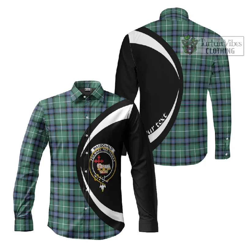 MacDonald of the Isles Hunting Ancient Tartan Long Sleeve Button Up with Family Crest Circle Style MacDonald of the Isles Hunting Ancient Tartan Long Sleeve Button Up with Family Crest Circle Style