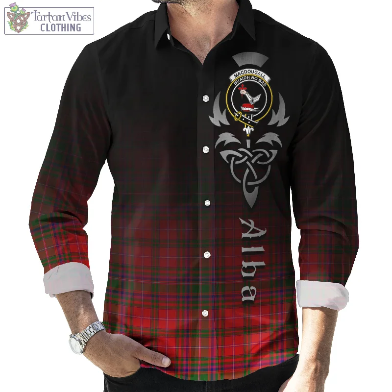 MacDougall Modern Tartan Long Sleeve Button Up Featuring Alba Gu Brath Family Crest Celtic Inspired MacDougall Modern Tartan Long Sleeve Button Up Featuring Alba Gu Brath Family Crest Celtic Inspired