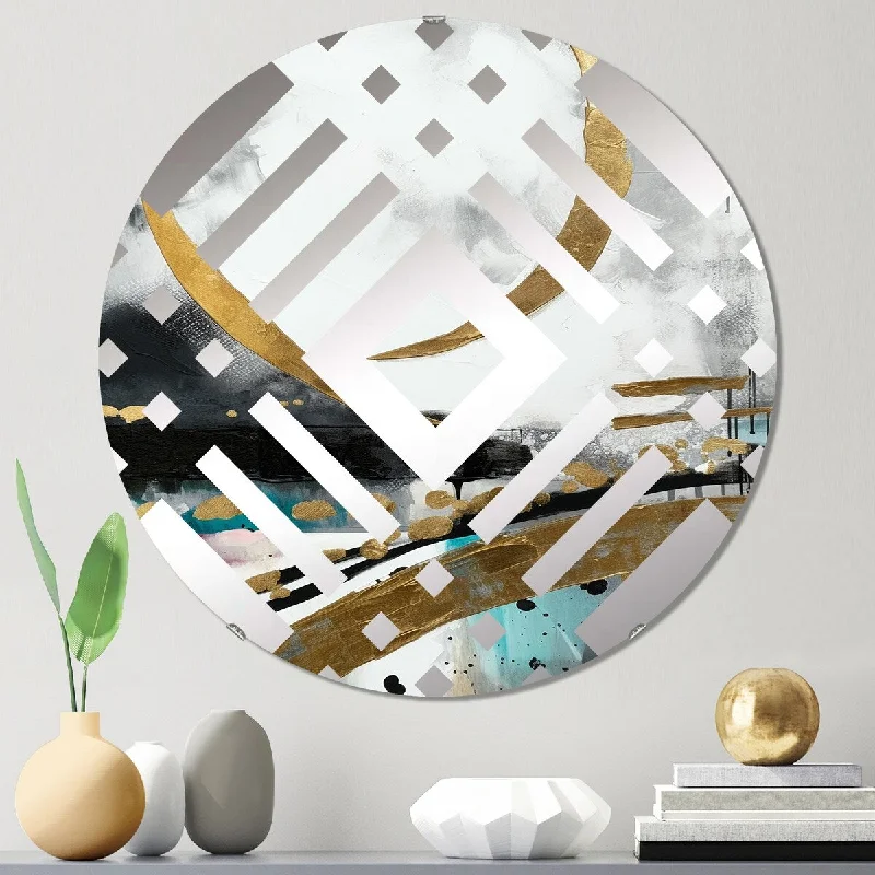 Designart "Gold And Black Geometric Enchantment I" - Modern Abstract Marble Diamond Decorative Mirror Designart "Gold And Black Geometric Enchantment I" - Modern Abstract Marble Diamond Decorative Mirror