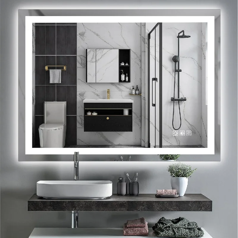 48 x 36 Inch Anti-Fog Makeup Mirror For Bedroom, Lighted Bathroom Vanity Mirror with Dimmable Front Light - Bright White 48 x 36 Inch Anti-Fog Makeup Mirror For Bedroom, Lighted Bathroom Vanity Mirror with Dimmable Front Light - Bright White