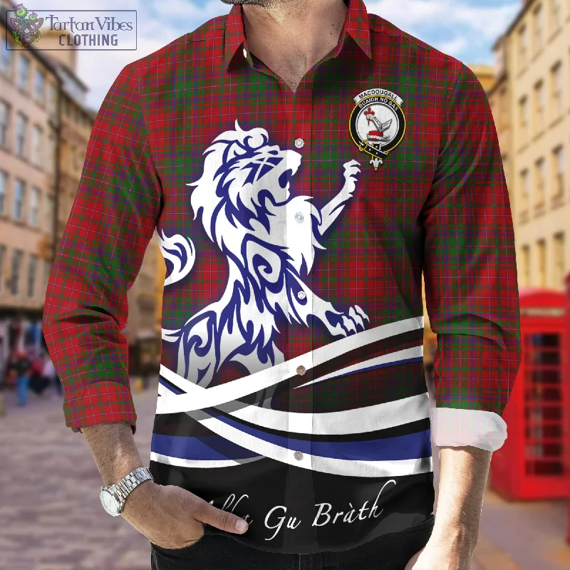 MacDougall (McDougall) Tartan Long Sleeve Button Up Shirt with Alba Gu Brath Regal Lion Emblem MacDougall (McDougall) Tartan Long Sleeve Button Up Shirt with Alba Gu Brath Regal Lion Emblem