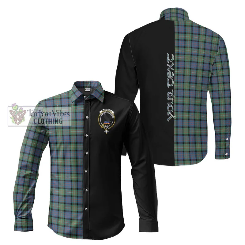 MacDonell of Glengarry Ancient Tartan Long Sleeve Button Shirt with Family Crest and Half Of Me Style MacDonell of Glengarry Ancient Tartan Long Sleeve Button Shirt with Family Crest and Half Of Me Style