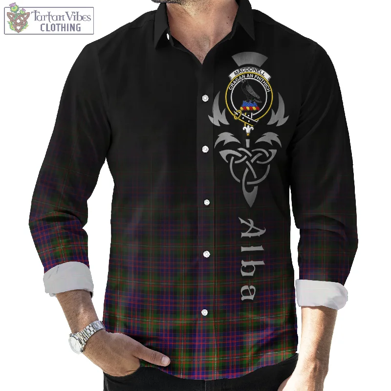 MacDonell of Glengarry Modern Tartan Long Sleeve Button Up Featuring Alba Gu Brath Family Crest Celtic Inspired MacDonell of Glengarry Modern Tartan Long Sleeve Button Up Featuring Alba Gu Brath Family Crest Celtic Inspired