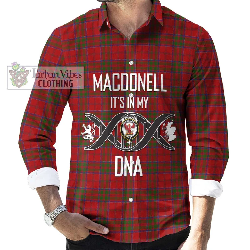 MacDonell of Keppoch Tartan Long Sleeve Button Shirt with Family Crest DNA In Me Style MacDonell of Keppoch Tartan Long Sleeve Button Shirt with Family Crest DNA In Me Style