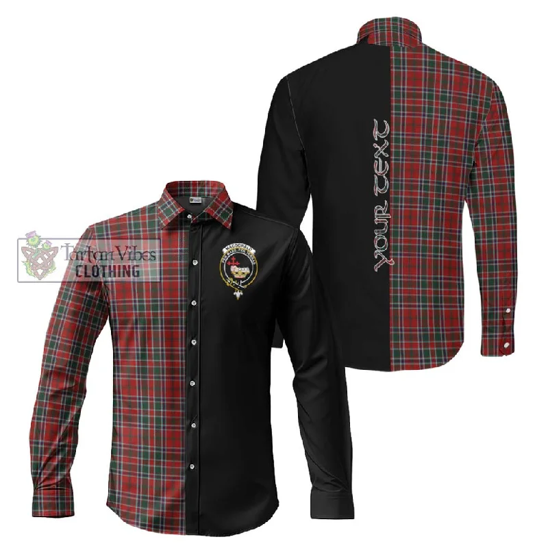 MacDonald of Lochmaddy Tartan Long Sleeve Button Shirt with Family Crest and Half Of Me Style MacDonald of Lochmaddy Tartan Long Sleeve Button Shirt with Family Crest and Half Of Me Style