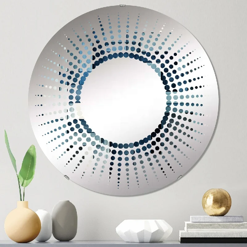 Designart "Indigo Illusion Abstract Shapes II" Abstract Shapes Grey Wall Mirror - Modern Wall Mirror For Hallway Designart "Indigo Illusion Abstract Shapes II" Abstract Shapes Grey Wall Mirror - Modern Wall Mirror For Hallway