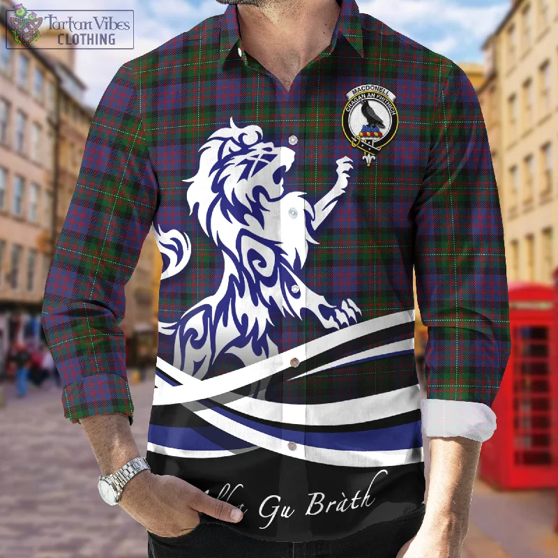 MacDonell (McDonell) Tartan Long Sleeve Button Up Shirt with Alba Gu Brath Regal Lion Emblem MacDonell (McDonell) Tartan Long Sleeve Button Up Shirt with Alba Gu Brath Regal Lion Emblem