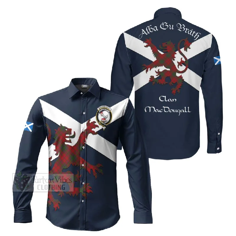 MacDougall (McDougall) Tartan Lion Rampant Long Sleeve Button Shirt Proudly Display Your Heritage with Alba Gu Brath and Clan Name MacDougall (McDougall) Tartan Lion Rampant Long Sleeve Button Shirt Proudly Display Your Heritage with Alba Gu Brath and Clan Name