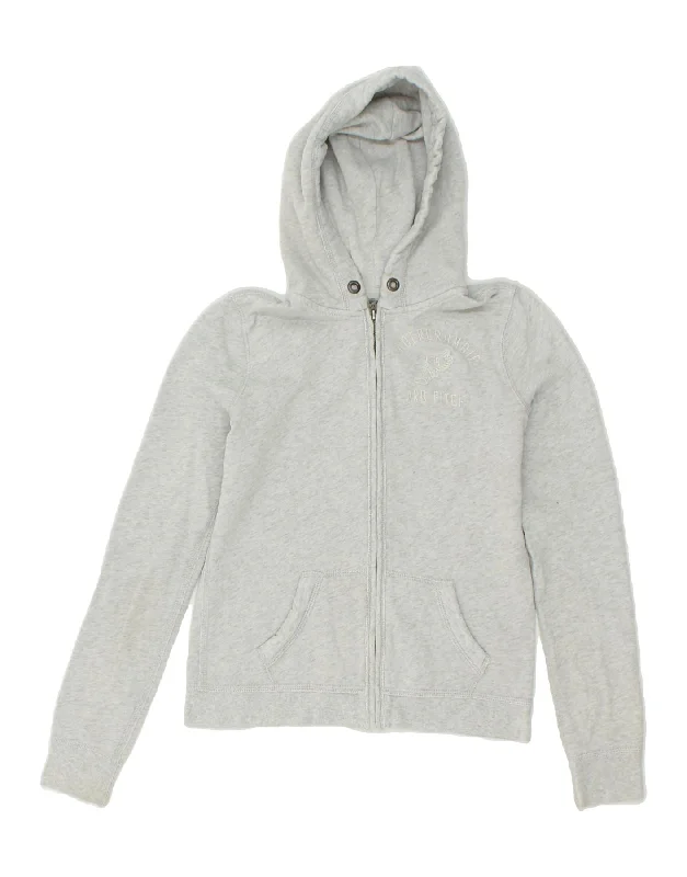 ABERCROMBIE & FITCH Womens Zip Hoodie Sweater UK 10 Small Grey Cotton UV protection sweaters