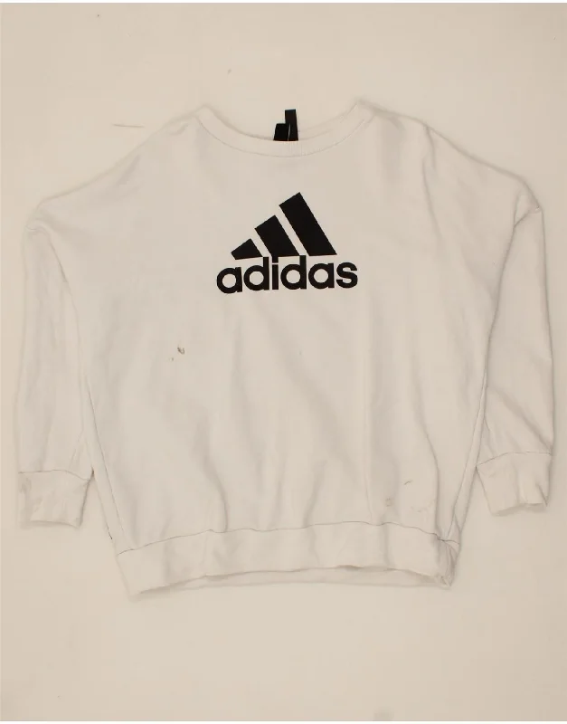 ADIDAS Womens Oversized Graphic Sweatshirt Jumper UK 8/10 Small White Minimalist sweaters