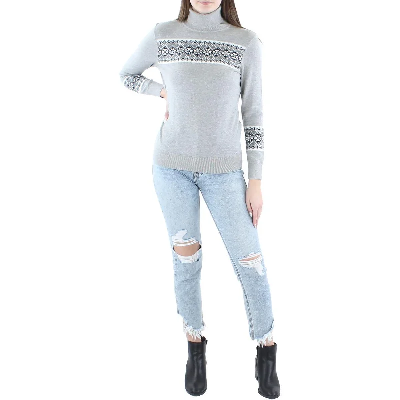 Womens Turtle Neck Ribbed Trim Pullover Sweater Streetwear sweaters