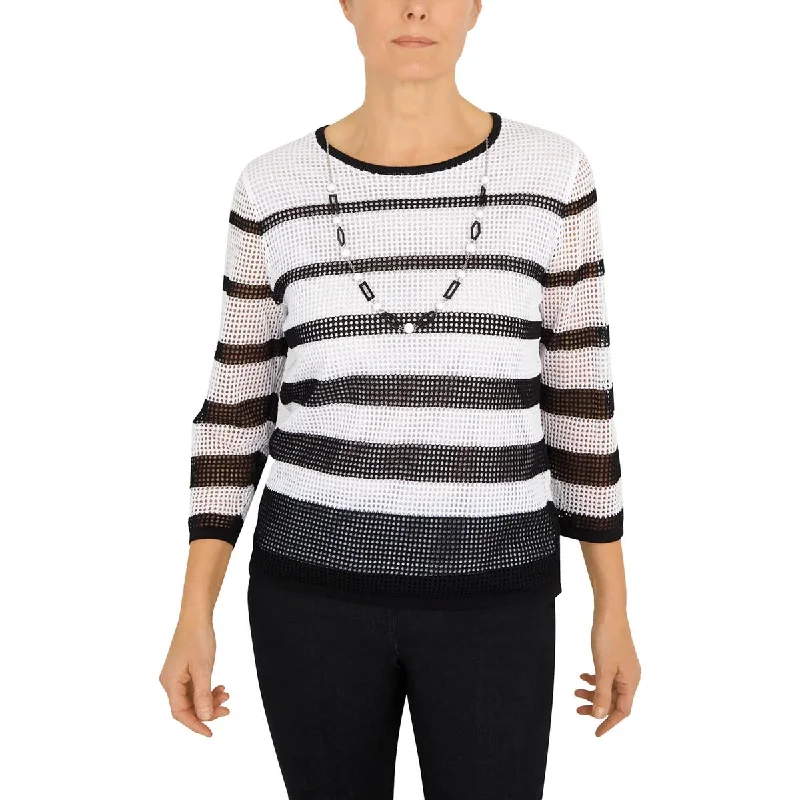 Womens Striped Viscose Pullover Sweater Work sweaters