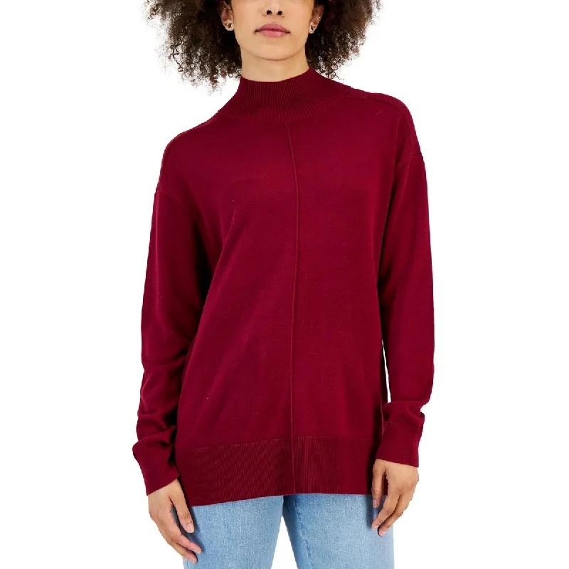 Womens w Cotton Mock Turtleneck Sweater Wrinkle-resistant sweaters