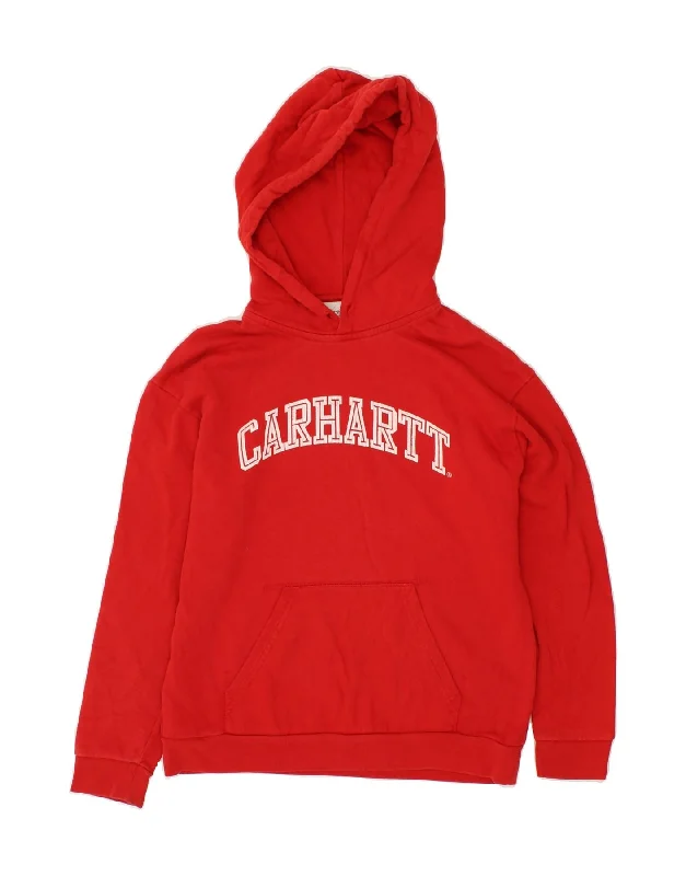 CARHARTT Womens Oversized Graphic Hoodie Jumper UK 6 XS Red Cotton Affordable sweaters