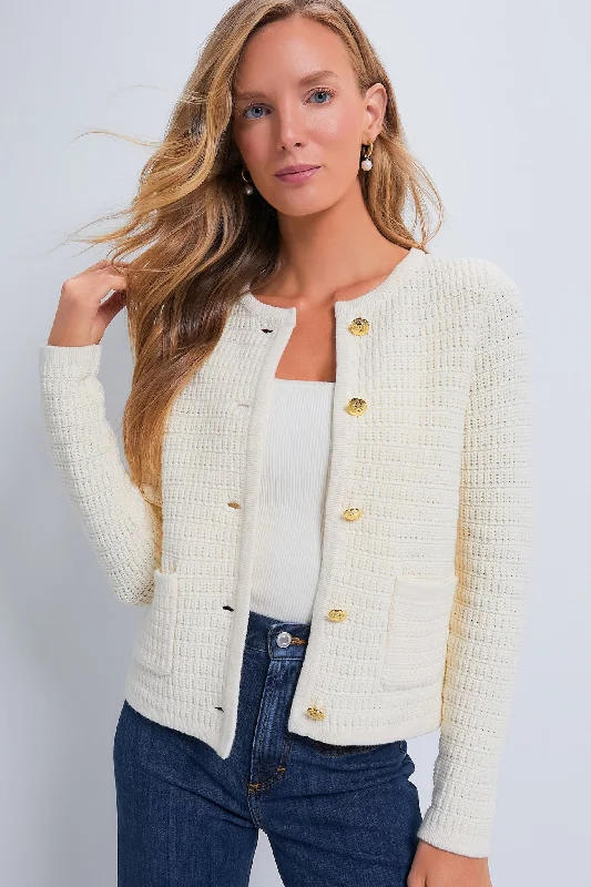 Cream Woven Maybourne Cardigan Thermal sweaters