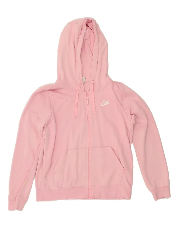 NIKE Womens Zip Hoodie Sweater UK 10 Small Pink Cotton Best sweaters for travel