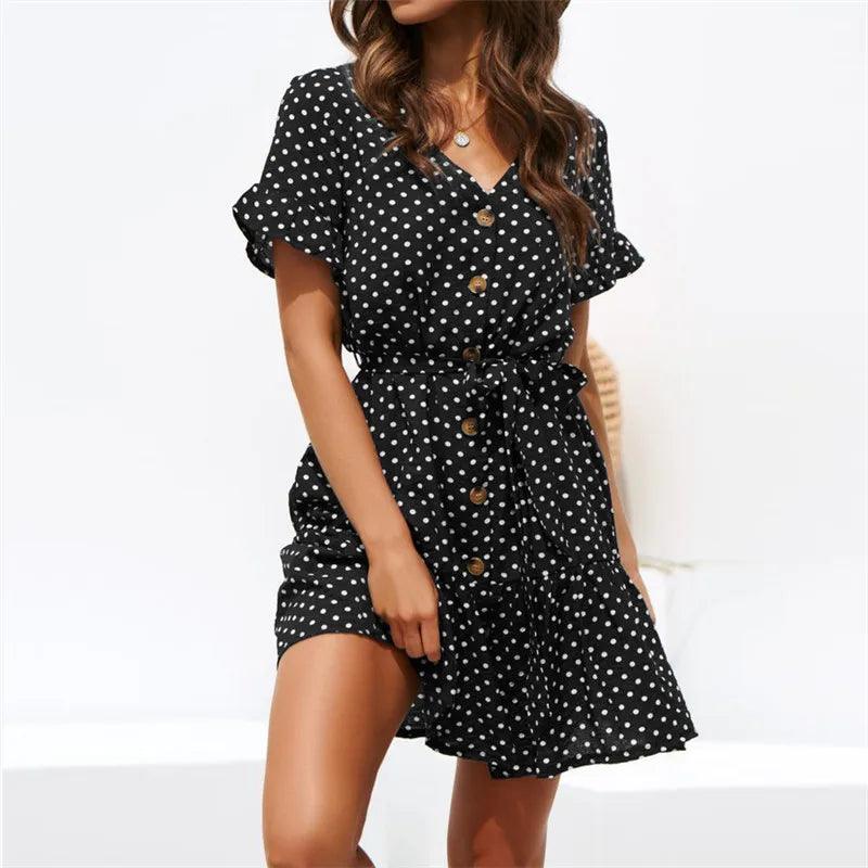 Short Sleeve Button Up Mini Dress Party mini dresses