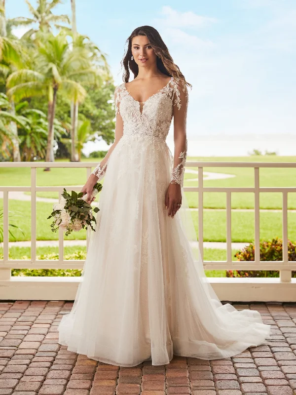 Applique Long Sleeve Bridal Gown by Adrianna Papell 31211 Sexy Lace Gown