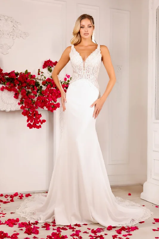 Lace Satin Sleeveless Bridal Gown by Abby Lane 97126 Mermaid Lace Gown