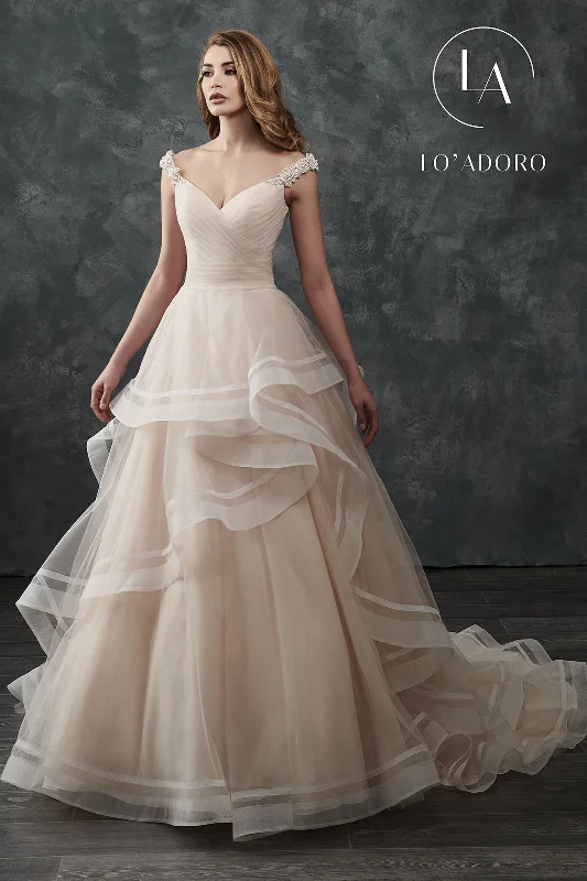 Layered Off Shoulder Wedding Dress by Mary's Bridal M667 Strapless Wedding Gown