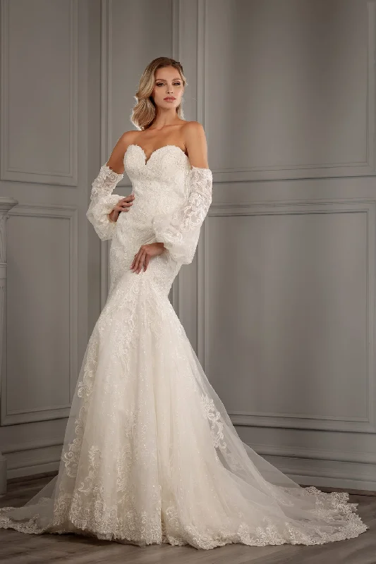 Puff Sleeve Mermaid Bridal Gown by Abby Lane 97133 Glamorous Wedding Dress