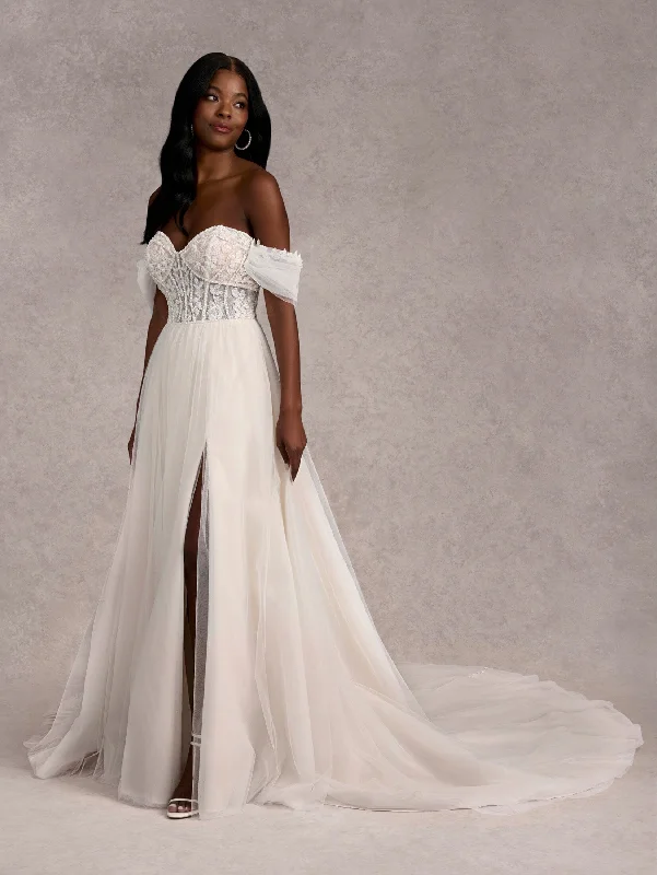 Sweetheart Slit Bridal Gown by Adrianna Papell 31268 Lace Train Dress