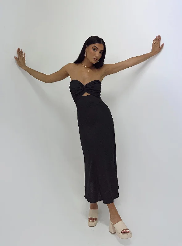 Falling For You Midi Dress Black Elegant midi dresses