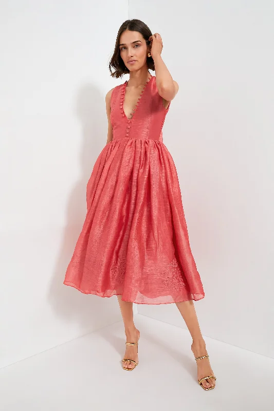 Flamingo Marylin Silk Linen Midi Dress Women's midi dresses