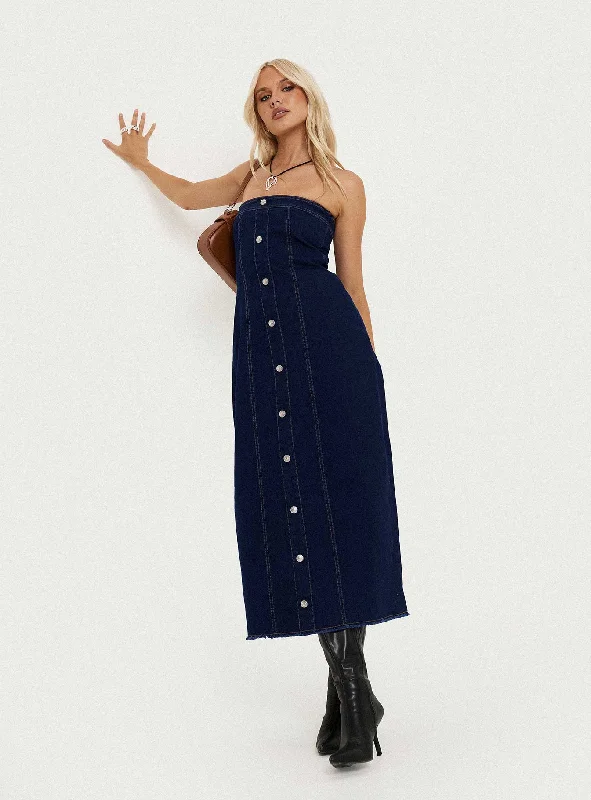 Stoltz Denim Midi Dress Blue New Year's Eve midi dresses