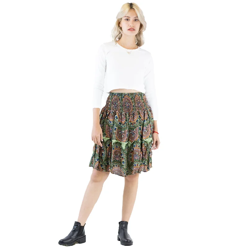 Contrast Mandala 127 Women's Skirt in Green SK0090 020127 02 Wedding guest unclassified skirts