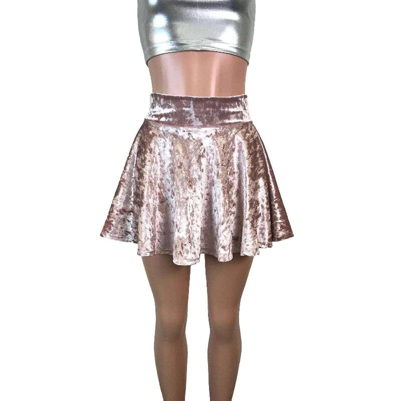 Skater Skirt - Dusty Pink Crushed Velvet Printed unclassified skirts