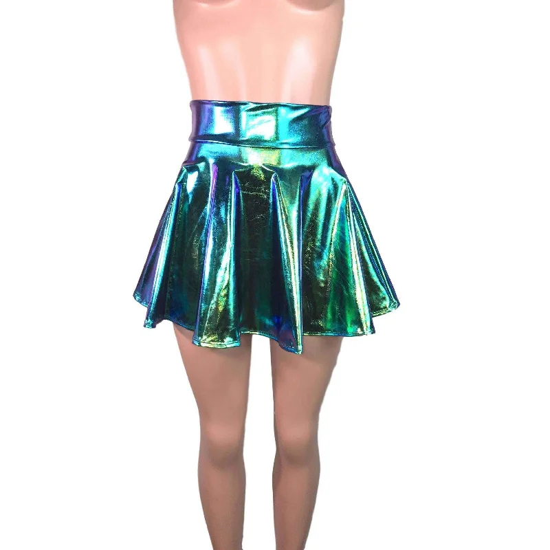 Skater Skirt - Oil Slick Holographic Tiered unclassified skirts