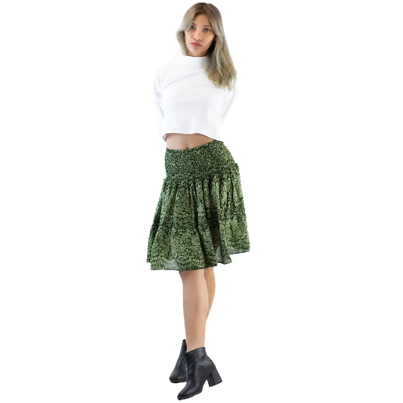 Monotone Mandala Women's Skirts in Green SK0090 020031 04 Anniversary unclassified skirts