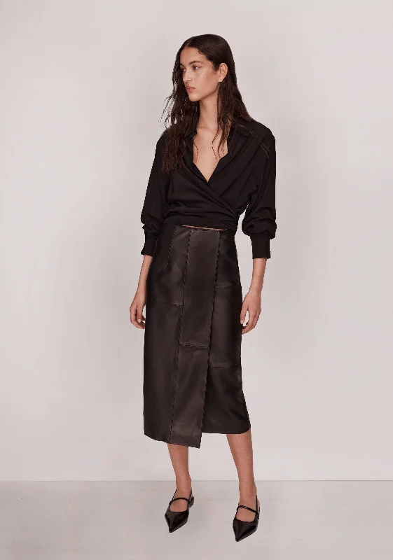 Patti Leather Skirt_Black Smocked unclassified skirts