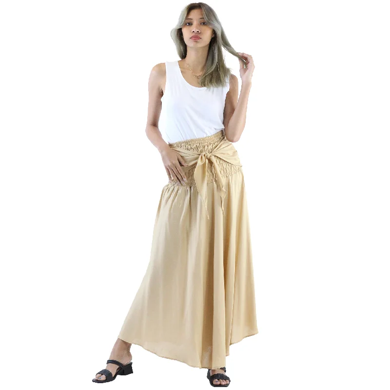 Solid Color Women's Bohemian Skirt in Cream SK0033 020000 19 Asymmetrical unclassified skirts