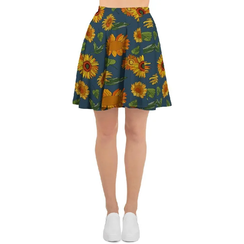 Sunflower Print Women's Skirt Slit unclassified skirts