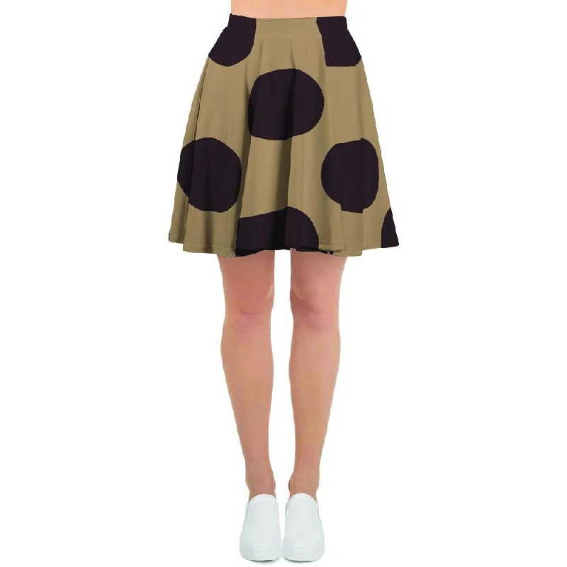 Tan And Black Polka Dot Women's Skirt Bright color unclassified skirts