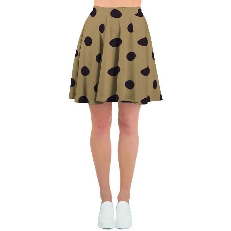 Tan And Black Tiny Polka Dot Women's Skirt Striped unclassified skirts