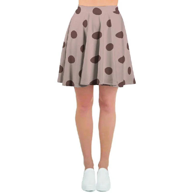 Tan And Brown Polka Dot Women's Skirt Lace unclassified skirts