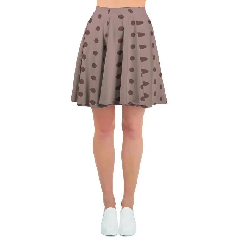 Tan Brown Polka Dot Women's Skirt A-line unclassified skirts