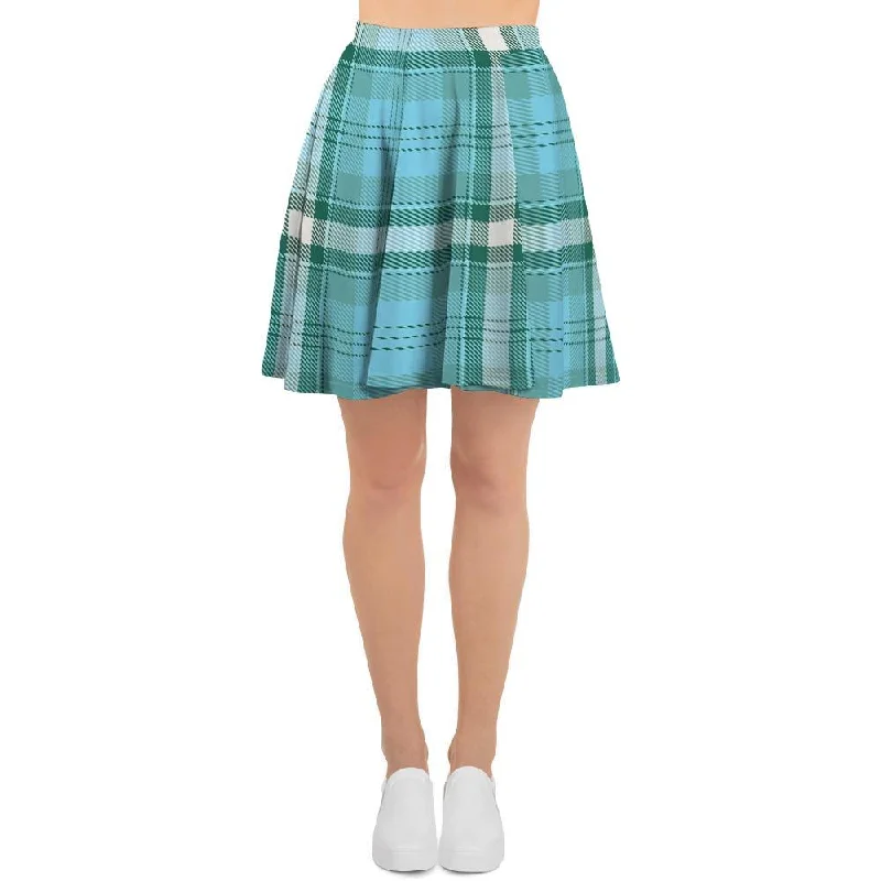 Tartan Aqua Blue Plaid Women's Skirt Stylish unclassified skirts