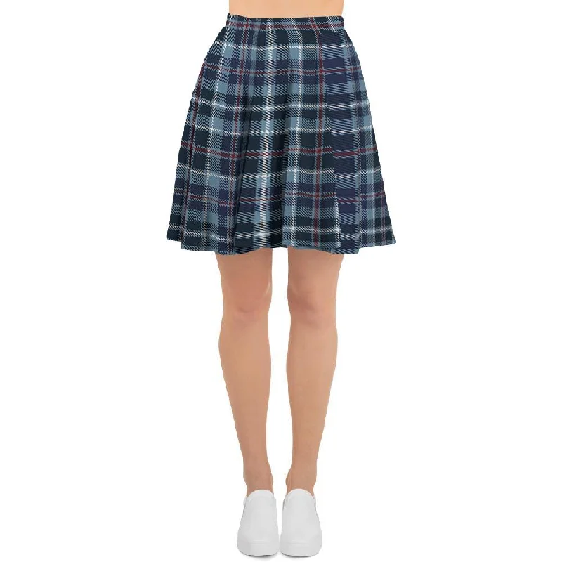 Tartan Blue Plaid Women's Skirt Date night unclassified skirts